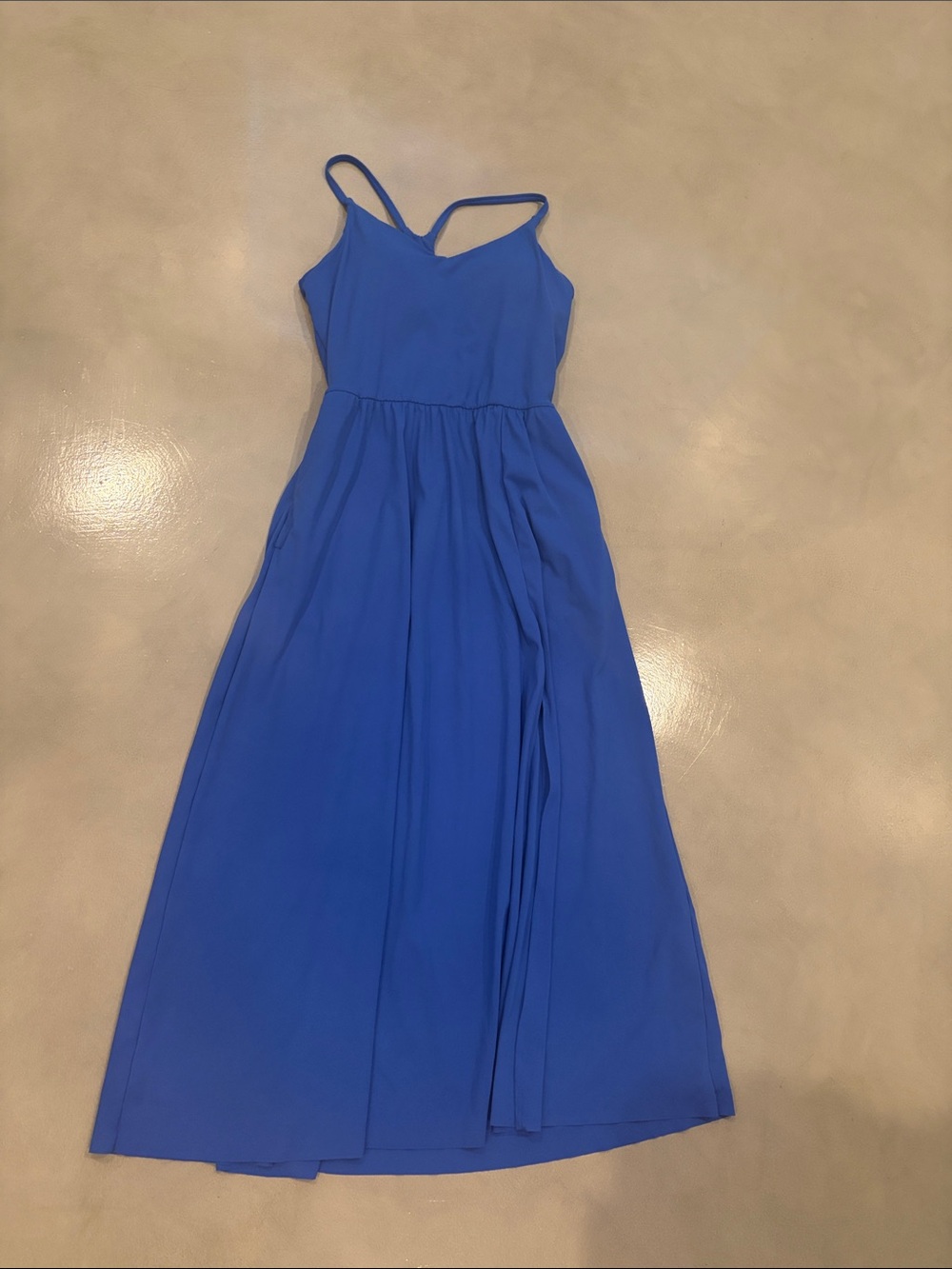Blue Midi Sundress with Spaghetti Straps
